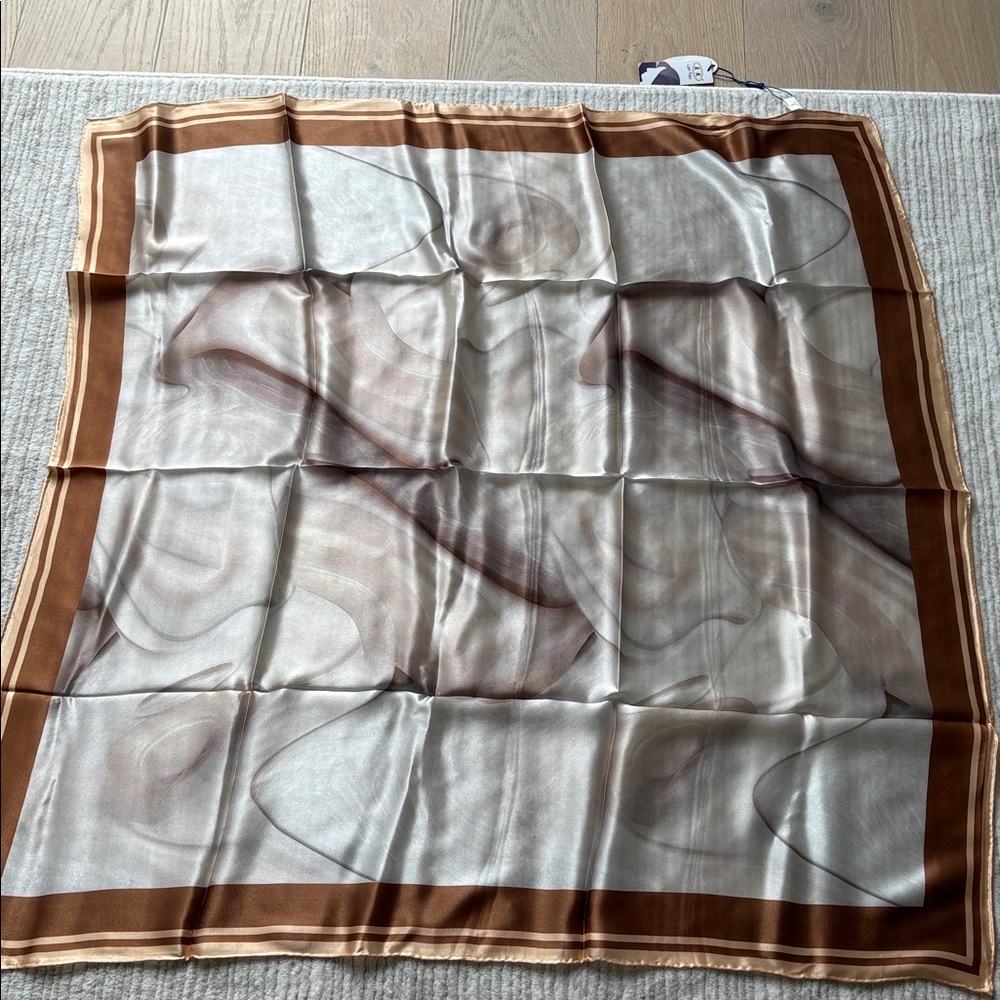 Chic Silk Scarf with Brown and Cream Hues